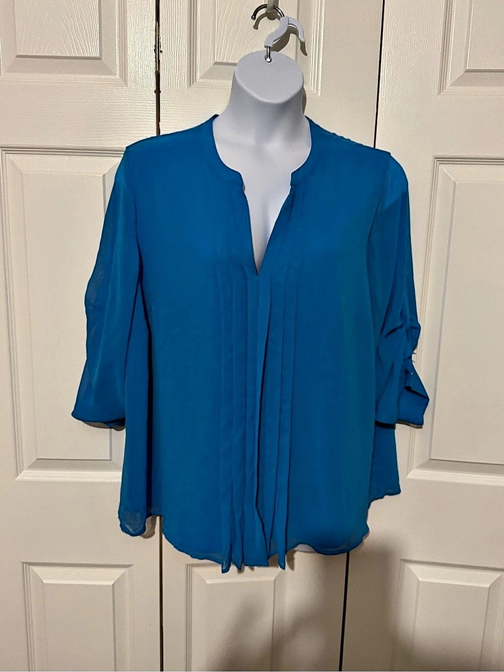 Calvin Klein Blue Button-Sleeve Blouse 2x